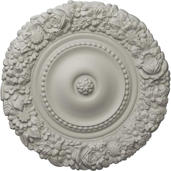 Ekena Millwork 21 in. x 2 in. Marseille Urethane Ceiling Medallion (Fits Canopies upto 7-3/8 in.), Pot of Cream