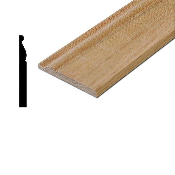 1/2 in. D x 4-1/4 in. W x 96 in. L Unfinished Solid Red Oak Wood Base Board Moulding
