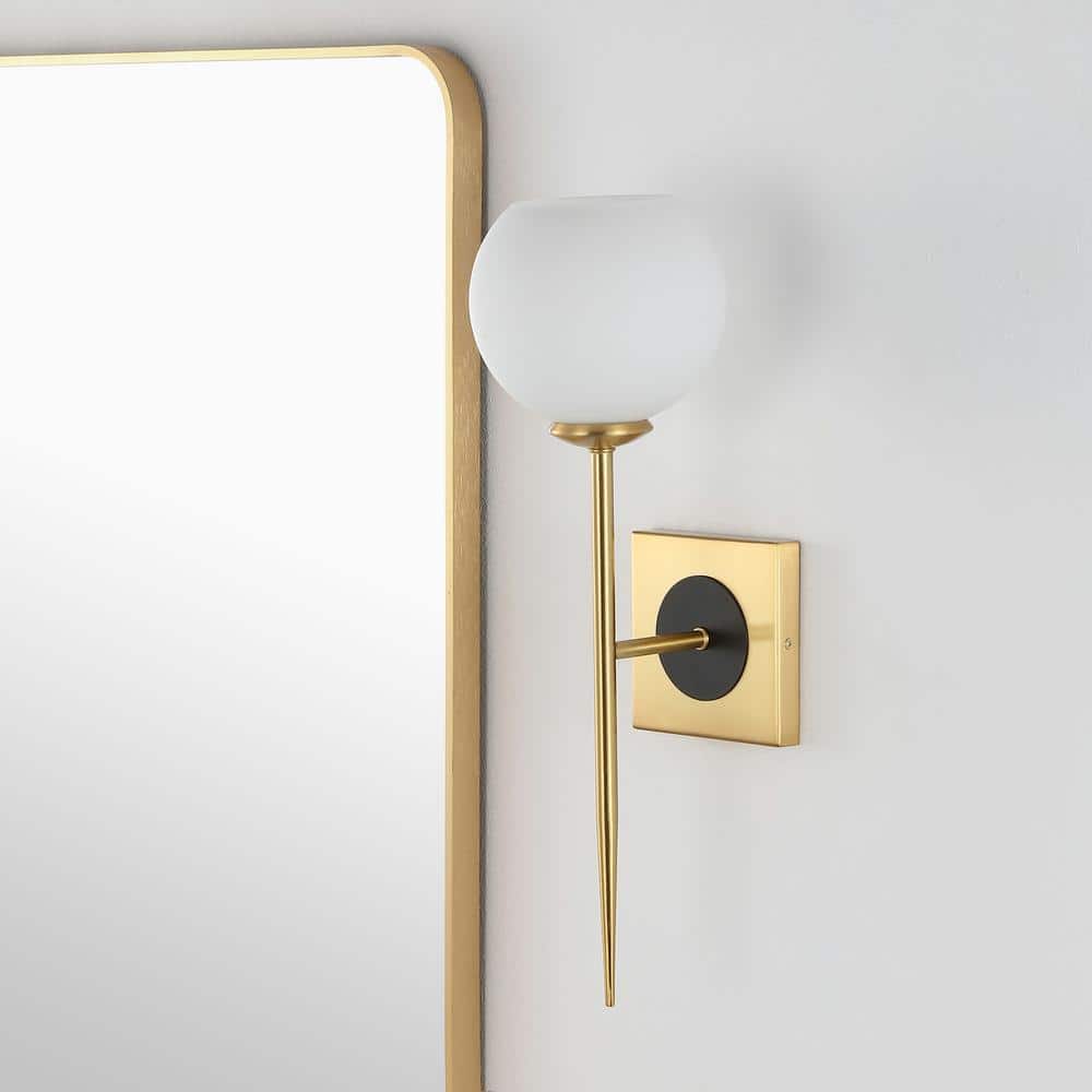 Sylvie 20" Brass Gold & White Iron LED Wall Sconce