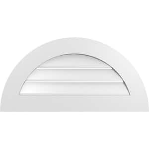 32 in. x 16 in. Half Round Surface Mount PVC Gable Vent: Functional with Standard Frame