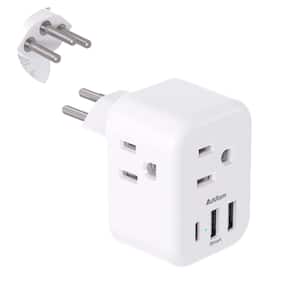 3.1 Amp. Grounded Plug Travel Adapter with 3 Swiss Outlets 3 USB Ports USB C Type J Power Adapter for US to Switzerland
