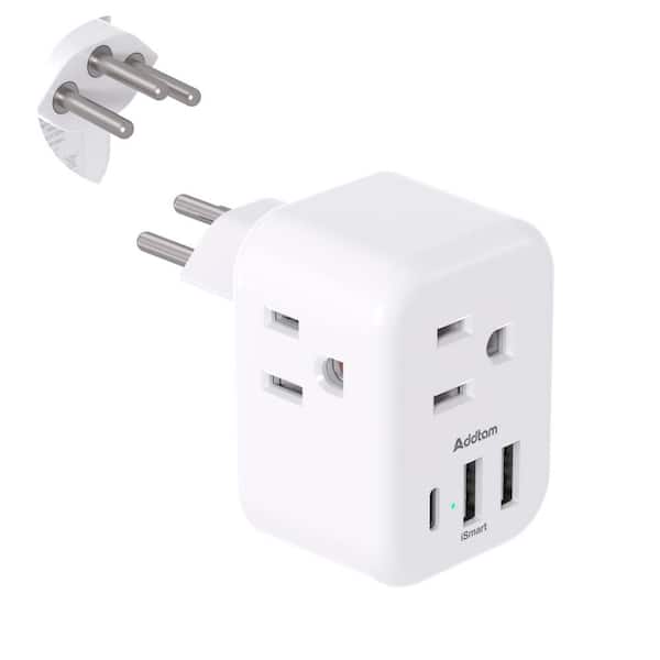 Etokfoks 3.1 Amp. Grounded Plug Travel Adapter with 3 Swiss Outlets 3 USB Ports USB C Type J Power Adapter for US to Switzerland