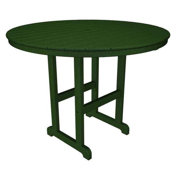 POLYWOOD La Casa Cafe 48 in. Green Round Plastic Outdoor Patio Counter Table