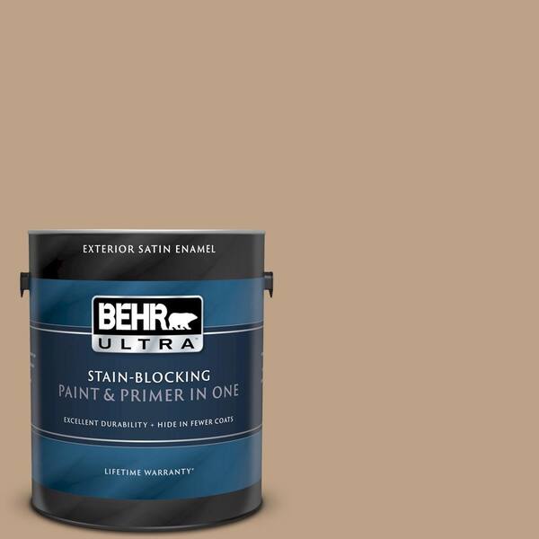 BEHR ULTRA 1 gal. #UL140-9 Basketry Satin Enamel Exterior Paint and Primer in One