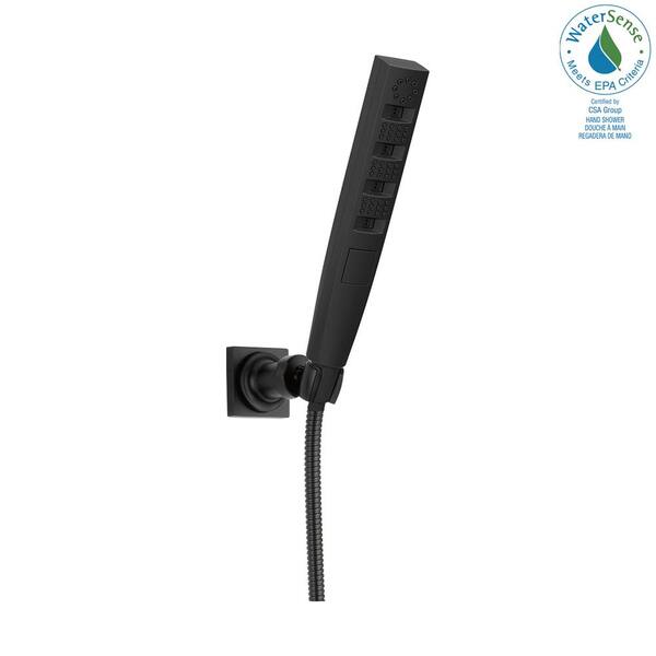 Zura 5-Spray 1.3 in. Single Wall Mount Handheld H2Okinetic Shower Head in Matte Black