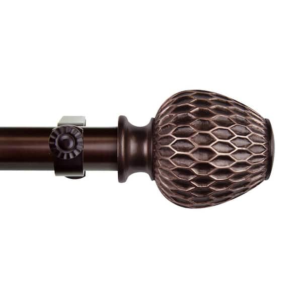 66 in. - 120 in. Adjustable Single Curtain Rod 1 in. Dia in Bronze with Adalee Finials