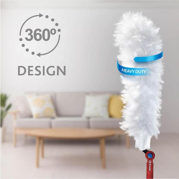 O-Cedar - Flex and Catch Heavy Duty Dusting Kit with Stay-On Duster Hook, 5-Duster Refills, Handle Extends to 3 ft.
