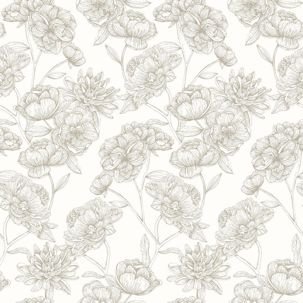 Cream and Gold Floral Self-Adhesive Peel and Stick Wallpaper