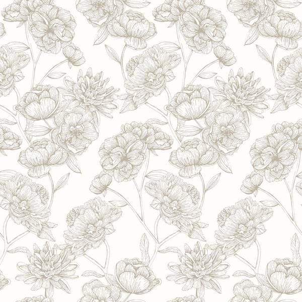 216 in. x 20.5 in. White Gilded Floral Peel and Stick Wallpaper