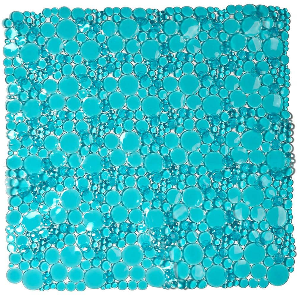 Bubbles Non-Slip Square Shower Mat 20 L X 20 W - Clear Navy Blue