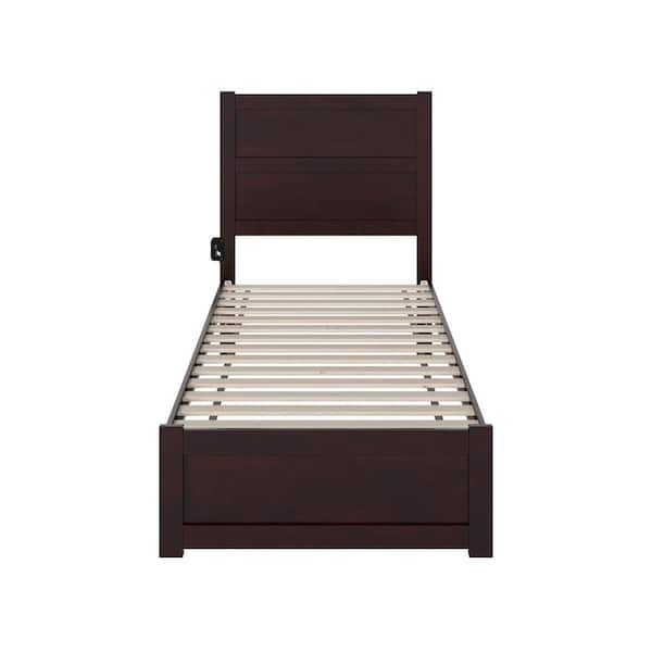 AFI NoHo Espresso Twin Solid Wood Extra Long Storage Platform Bed with Footboard