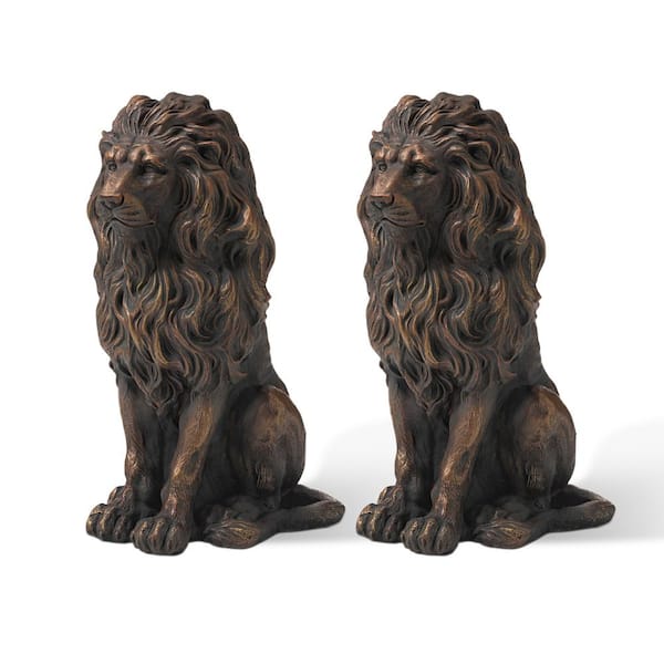 20.5 in. H MGO Guardian Sitting Lion Statue (Set of 2)