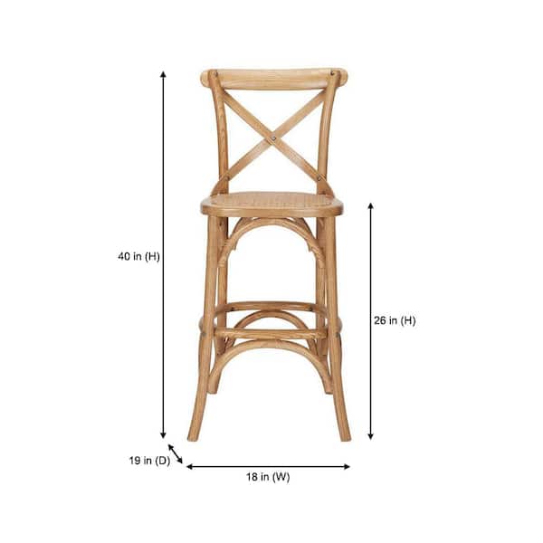 Wood Counter Stool With Woven Seat, Wooden Bar Stool Measurements
