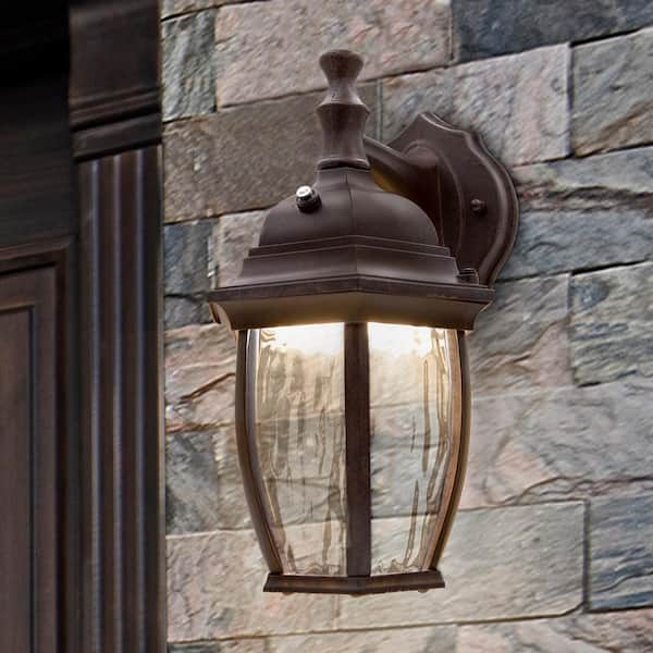 Maxxima 1-Light Aged Bronze LED Outdoor Wall Lantern Sconce with