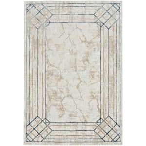Glam Ivory/Taupe 5 ft. x 7 ft. Abstract Contemporary Area Rug