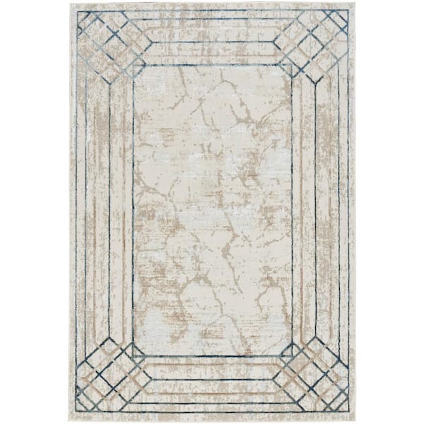 Nourison Glam Ivory/Taupe 5 ft. x 7 ft. Abstract Contemporary Area Rug