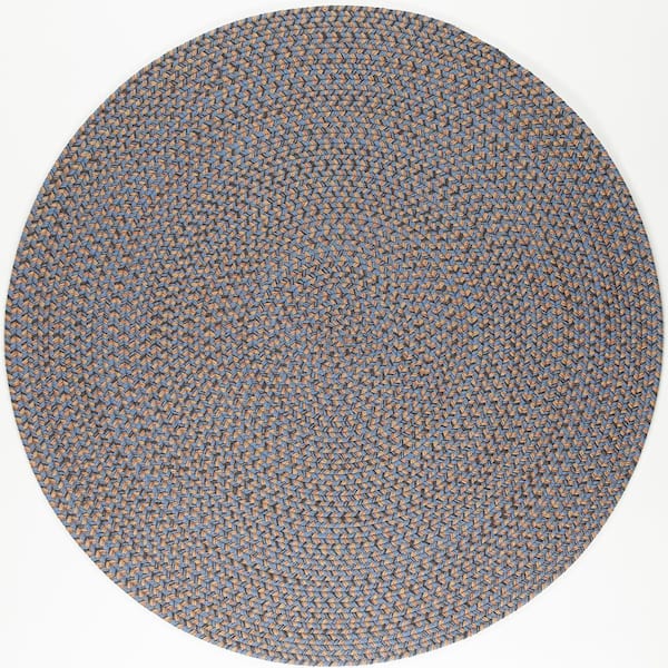 Westport Denim Blue Tweed 4 ft. x 4 ft. Round Indoor/Outdoor Braided Area Rug