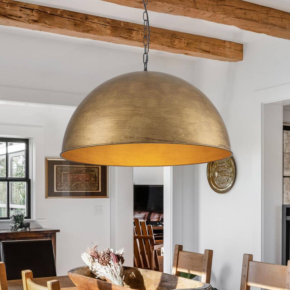 LLHZSY Luminarae 23. 62 in. 4-Light Gold Oversized Farmhouse Dome