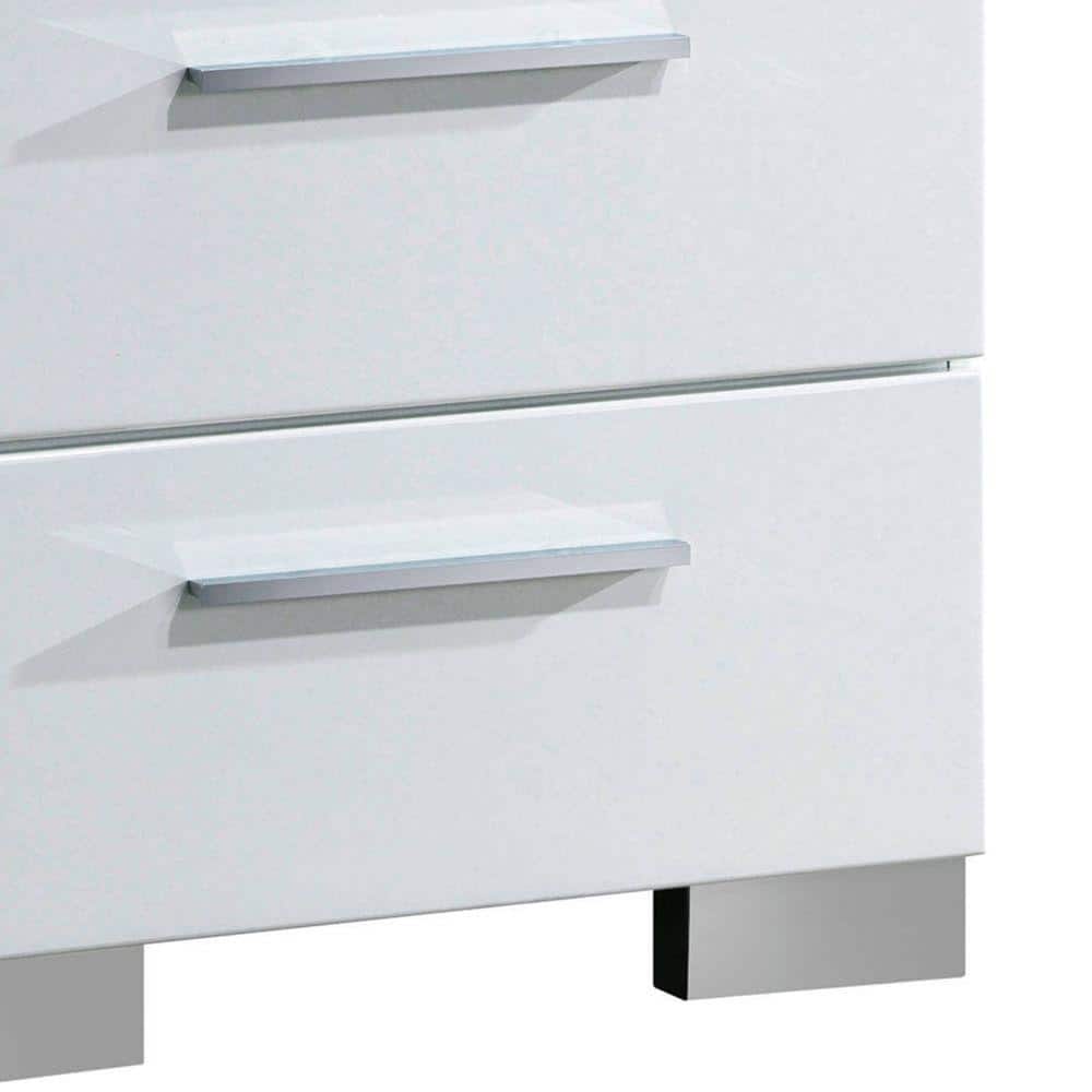 Clementine 2-Drawer White and Chrome Contemporary Nightstand