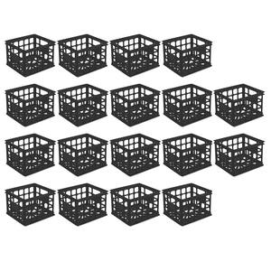 15 in. Plastic Storage Box Crate in Black (18-Pack)