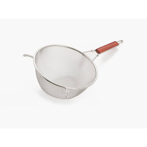 ExcelSteel 8 in. Stainless Steel Strainer with Wooden Handle