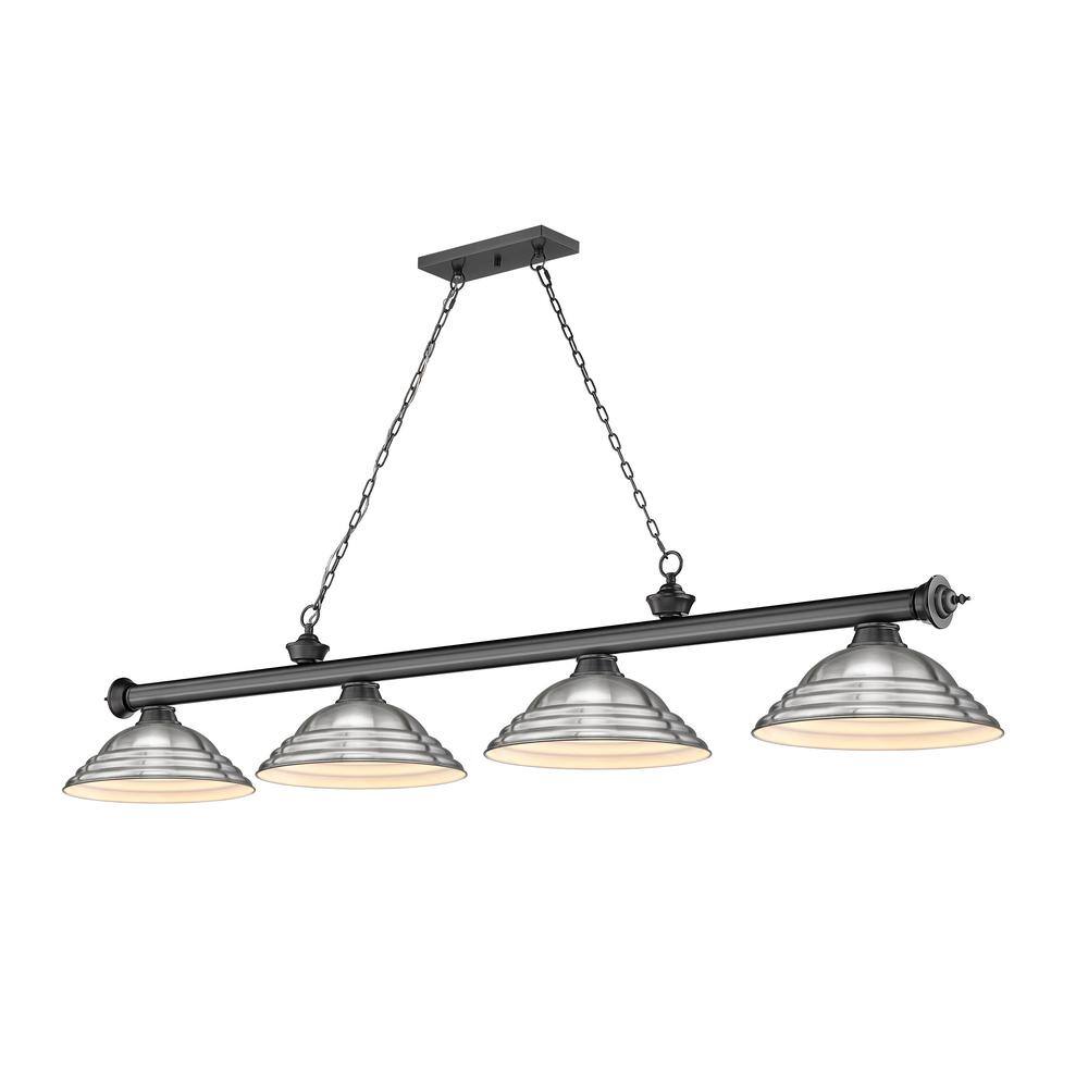 Cordon 4Light Bronze Plate with Stepped Brushed Nickel Shade Billiard