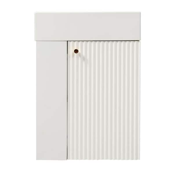 19 in. Wall-Mounted White Bath Vanity with White Cultured Marble Top Unassembled