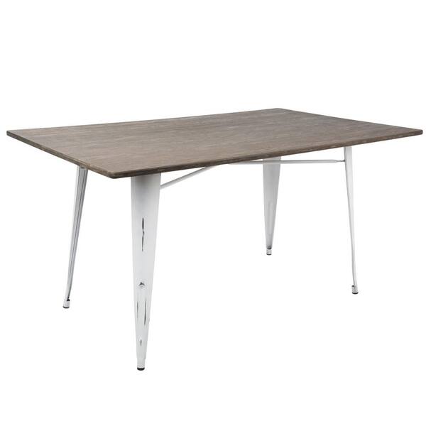 Lumisource Oregon 59 in. Vintage White and Espresso Dining Table