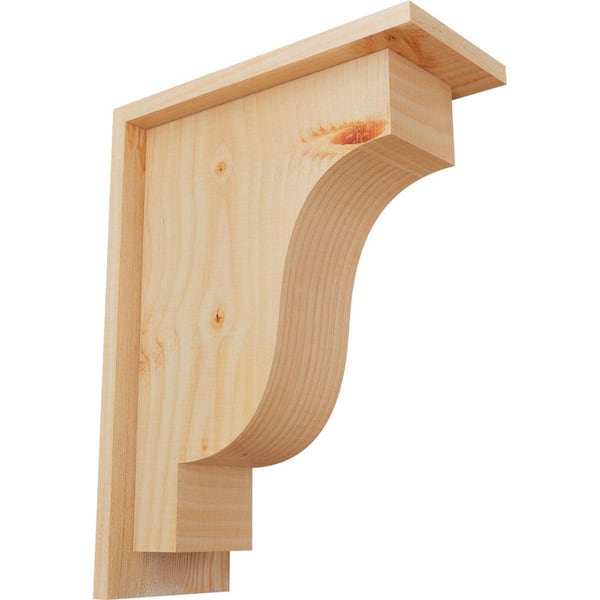 Ekena Millwork 5-1/2 in. x 12 in. x 16 in. Douglas Fir Newport Smooth Corbel with Backplate