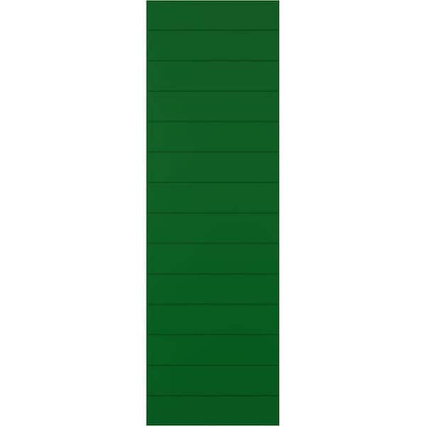 Ekena Millwork 12 in. x 76 in. True Fit PVC Horizontal Slat Modern Style Fixed Mount Board and Batten Shutters Pair in Viridian Green