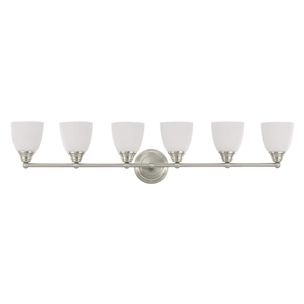 Somerville Brushed Nickel 6-Light Vanity with Satin Opal Glass