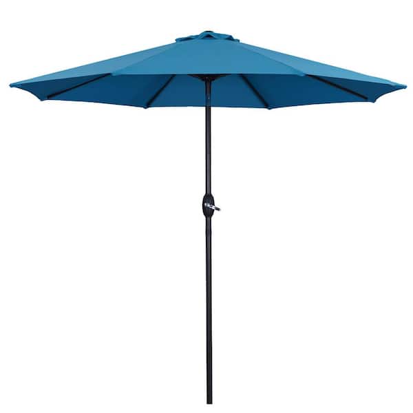 ANGELES HOME 9 ft. Steel Aluminum Market Tilt Patio Umbrella in Blue