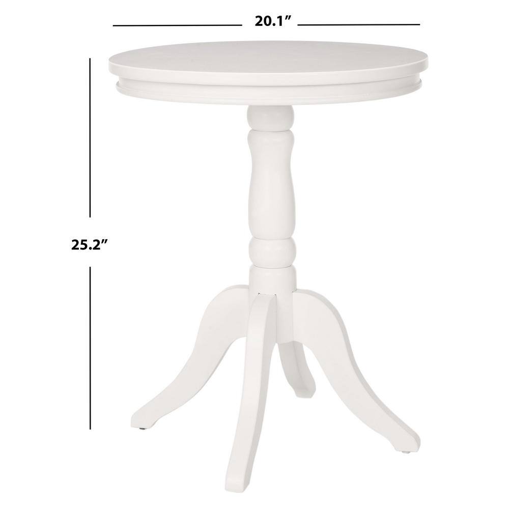 Vivienne White Pine Wood Round Accent Table
