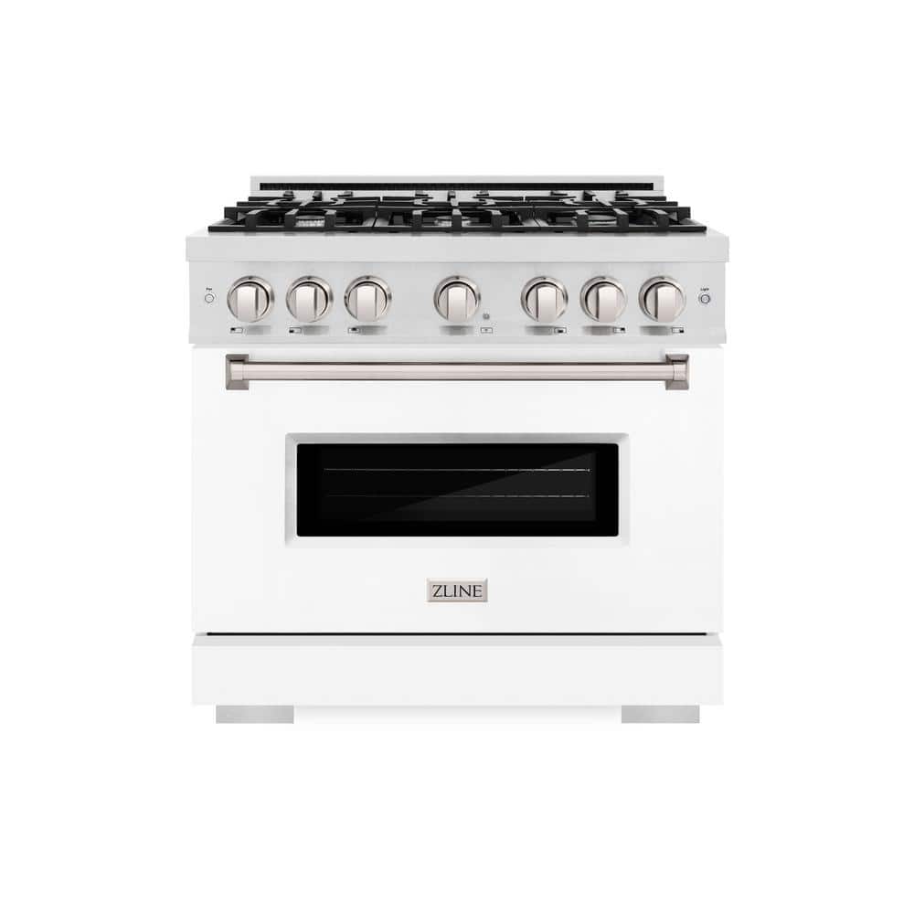 36 in. Classic Dual Fuel Range with 6 Burner Gas Cooktop and Electric Oven in Satin Steel with White Matte Door price history on PriceWatchPro