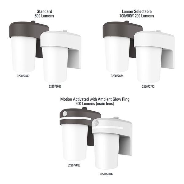 HALO FE 1-Light White LED Outdoor Lantern Sconce with Dusk to Dawn