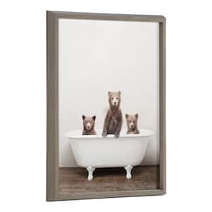 Blake 24 in. x 18 in. Three Little Bears in Vintage Bathtub by Amy Peterson Framed Printed Glass Wall Art
