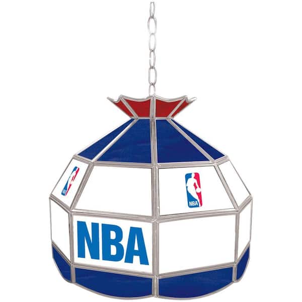 Trademark Global NBA Logo 16 in. Nickel Hanging Tiffany Style Lamp