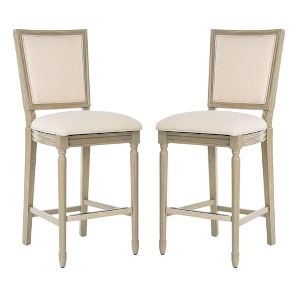 SAFAVIEH Buchanan 30 in. Light Beige and Rustic Gray Bar Stool (Set of 2)