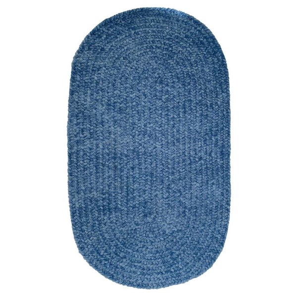 Better Trends Chenille Braid Collection Smoke Blue 22" x 40" Oval 100% Polyester Reversible Solid Area Rug