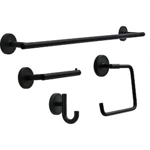 Lyndall Wall Mounted 4-Piece Bath Hardware Set with Mounting Hardware in Matte Black