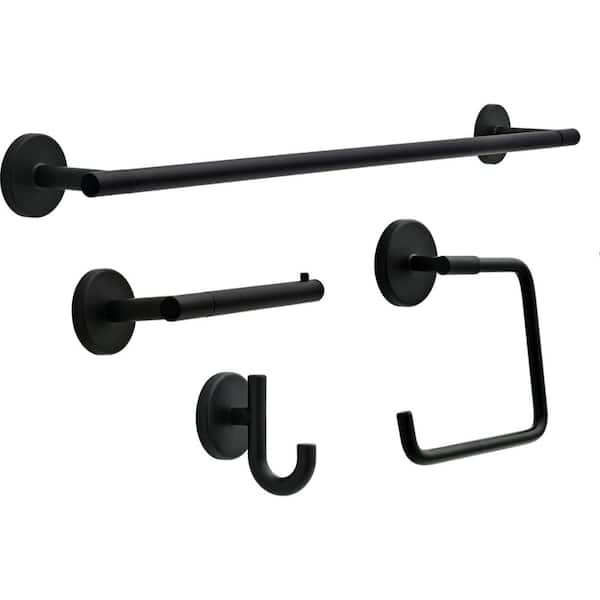 Delta Lyndall Wall Mounted 4-Piece Bath Hardware Set with Mounting Hardware in Matte Black