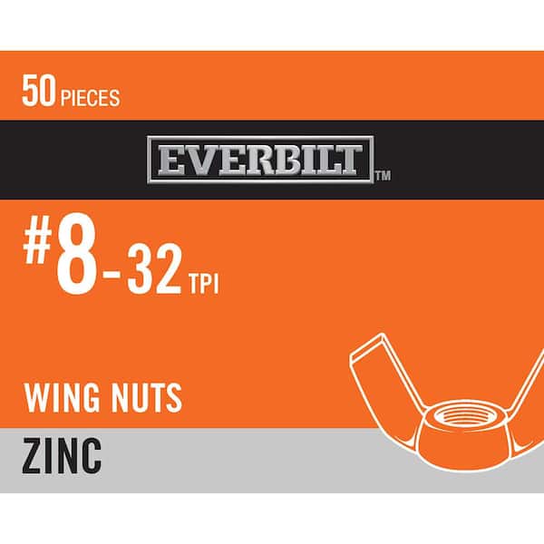 Everbilt #8-32 Zinc Plated Wing Nut (50-Pack)
