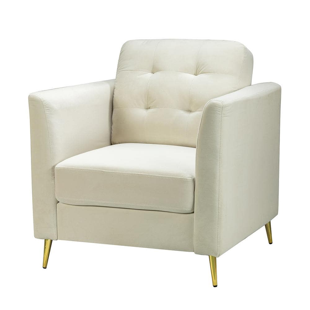 JAYDEN CREATION Selma Ivory Club Chair with Metal Legs CHYJH0216-IVORY ...