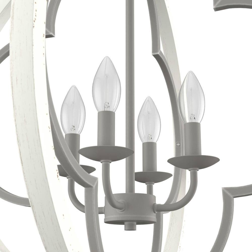 Gablecrest 24" Rustic White Painted Concrete 4-Light Globe Pendant