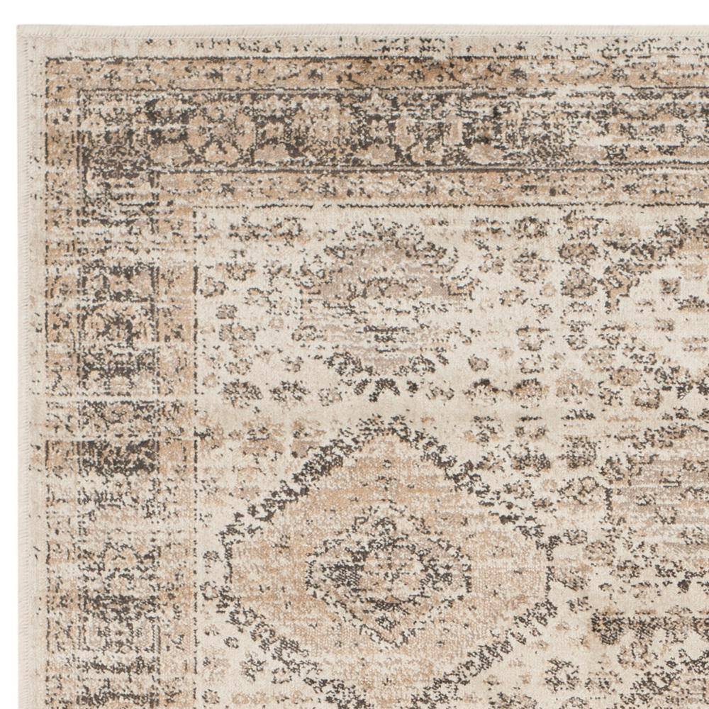 Gray Rectangular Wool and Viscose Vintage Area Rug