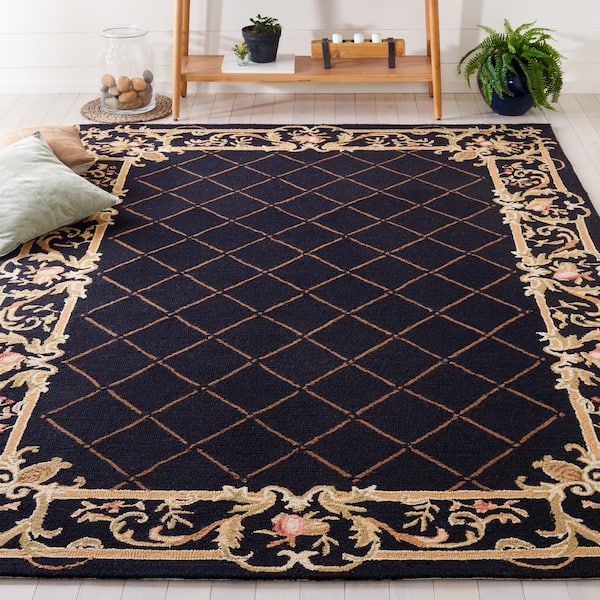 Chelsea Black 3 ft. x 4 ft. Solid Border Diamonds Area Rug