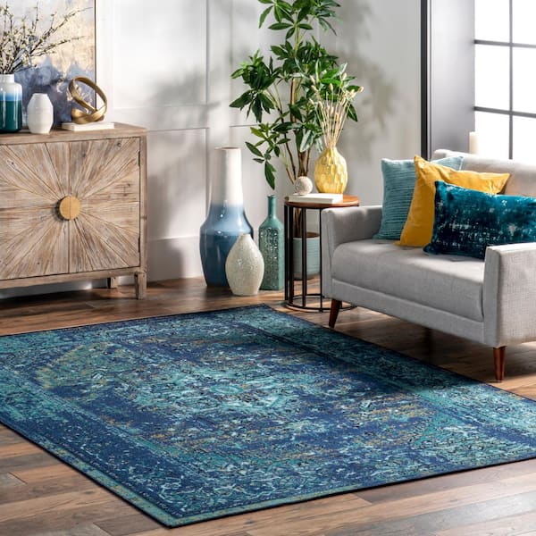 Vintage Reiko Blue 4 ft. x 6 ft. Area Rug