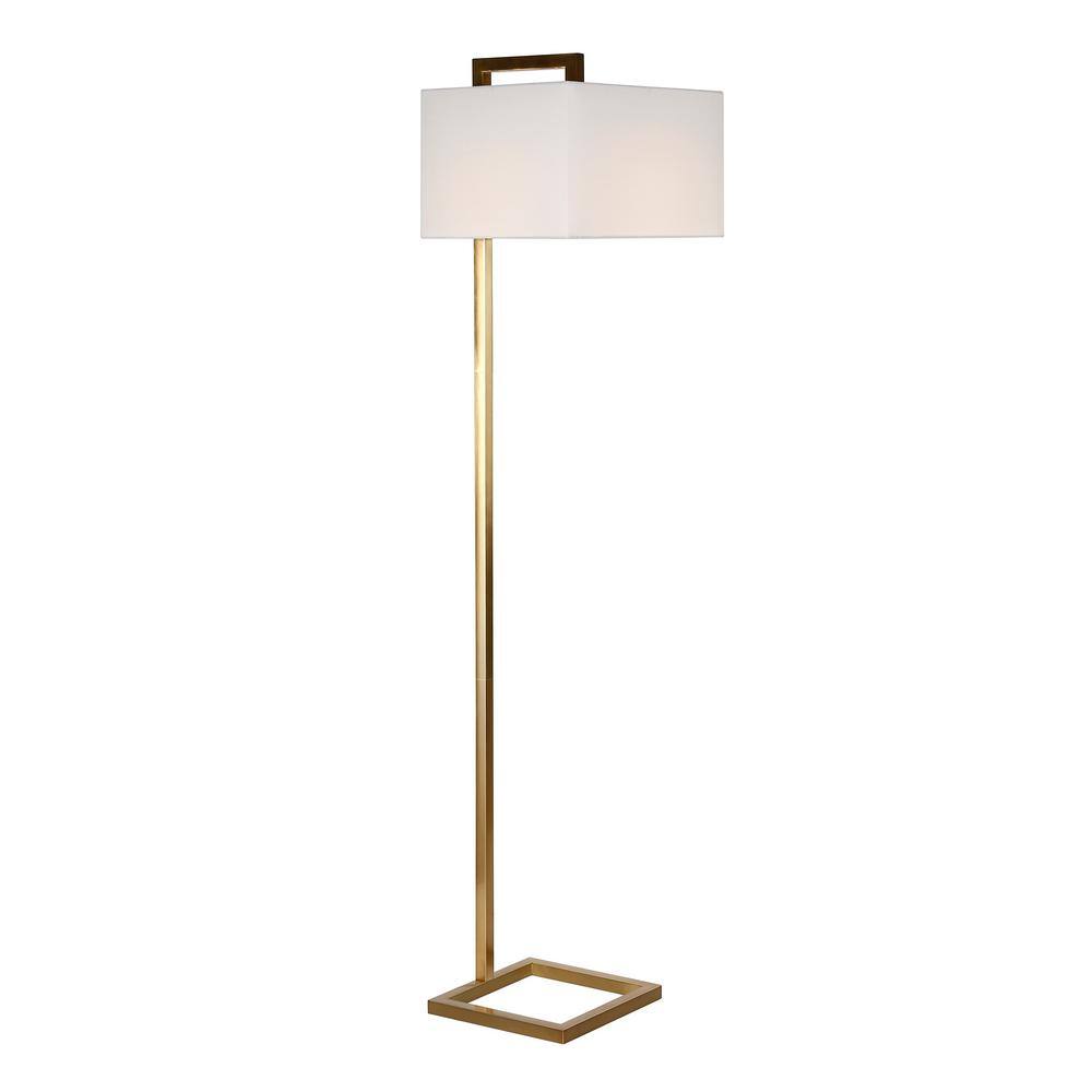 Arc Brass Finish 68'' Floor Lamp with Chiffon White Linen Shade