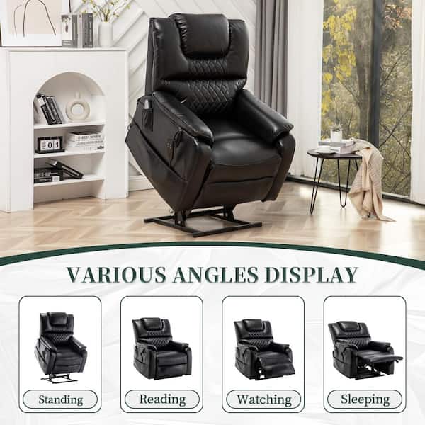 Massage Recliner PU Leather Sofa Chair for Elderly, Padded Seat