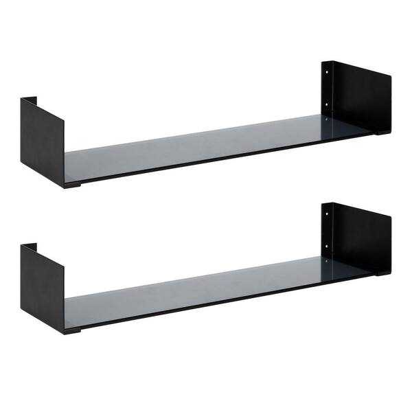 Kate And Laurel Rodi 6 In X 24 1, White Wall Shelves With Black Brackets
